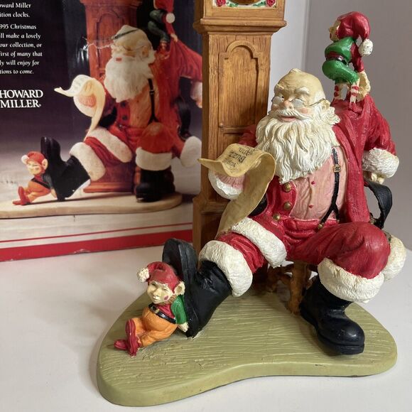 1995 Howard Miller Clock Santa Figurine Limited Edition CHECKIN IT TWICE - Picture 2 of 12